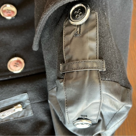 Circus By Sam Edelman Wool Blend Pea Coat Moto Zippers Black Size Small - Picture 10 of 15